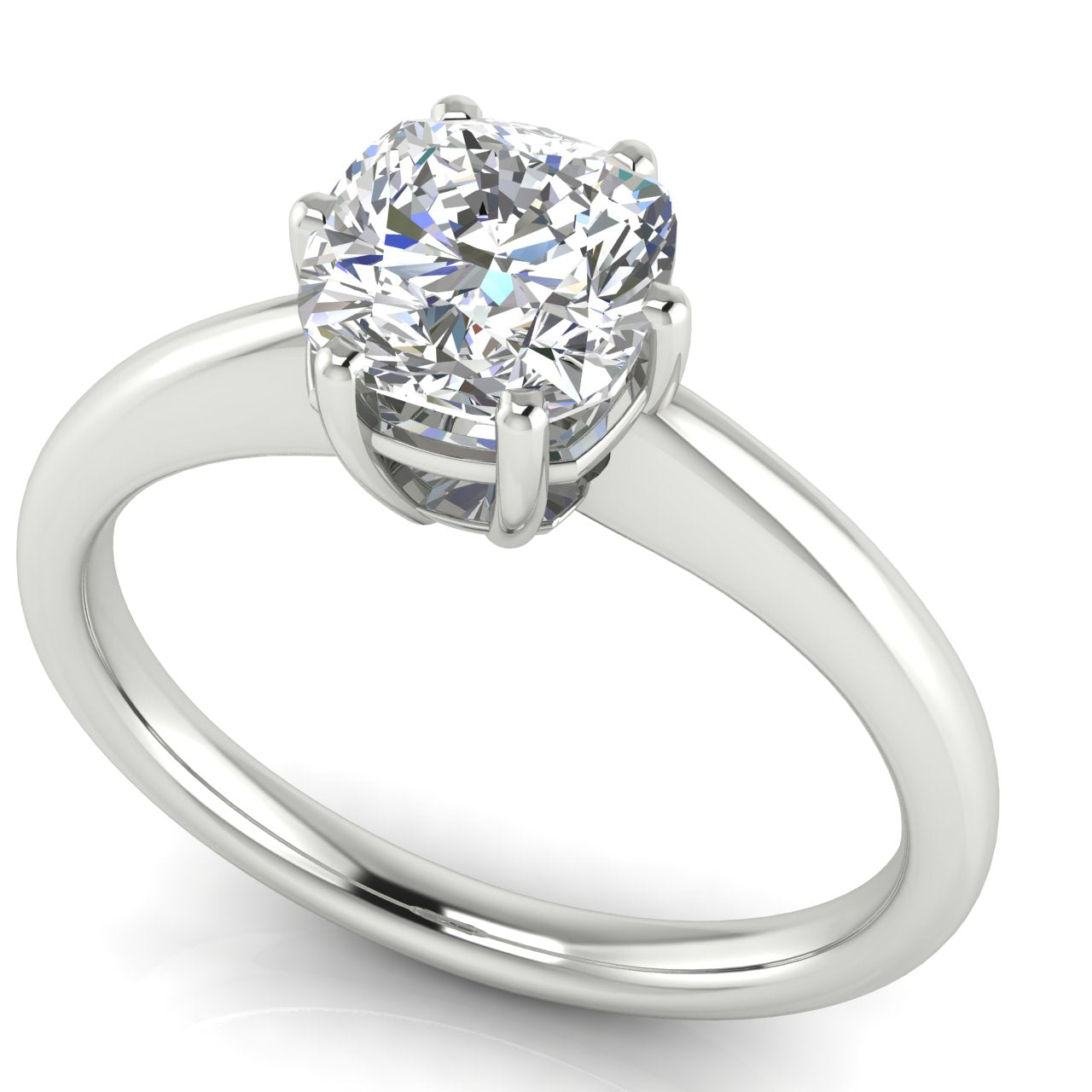 6 Prong Donut Cushion Cut Lab Diamond Engagement Ring