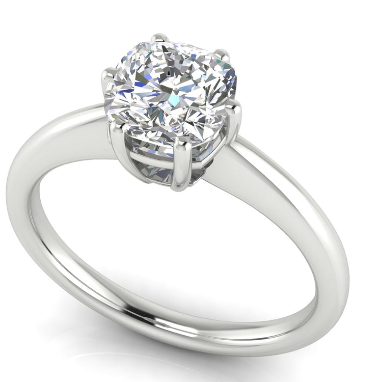 6 Prong Basket Floating Cushion Cut Lab Diamond Engagement Ring