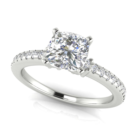 Floating Shoulder Cushion Cut Moissanite Engagement Ring