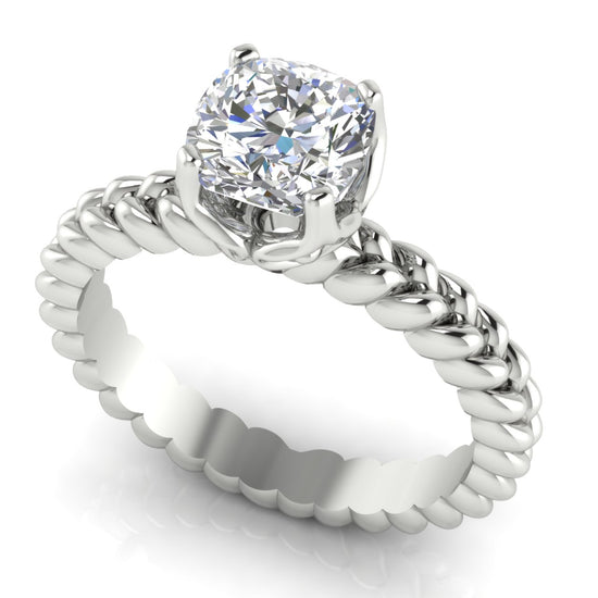 Rope Band Cushion Cut Lab Diamond Engagement Ring