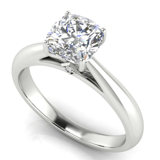 Elegant Hidden Stone Cushion Cut Moissanite Engagement Ring