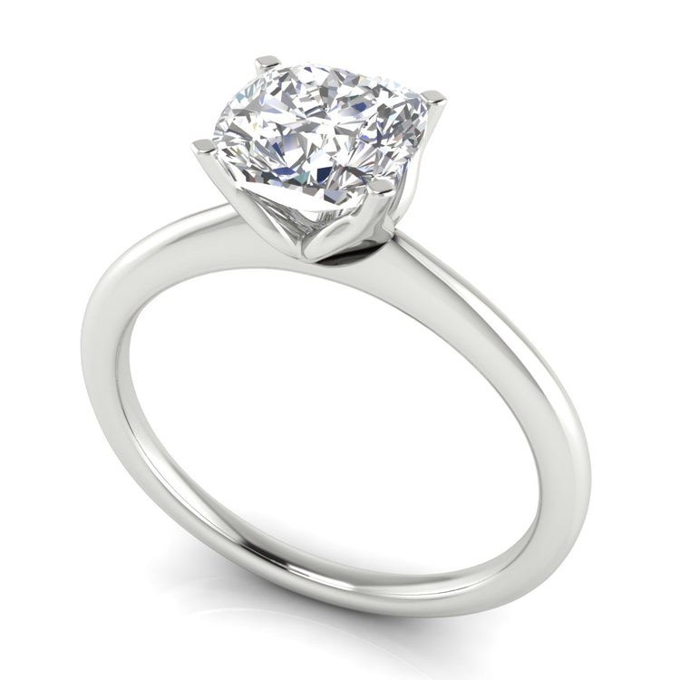 Tulip Set Cushion Cut Lab Diamond Engagement Ring