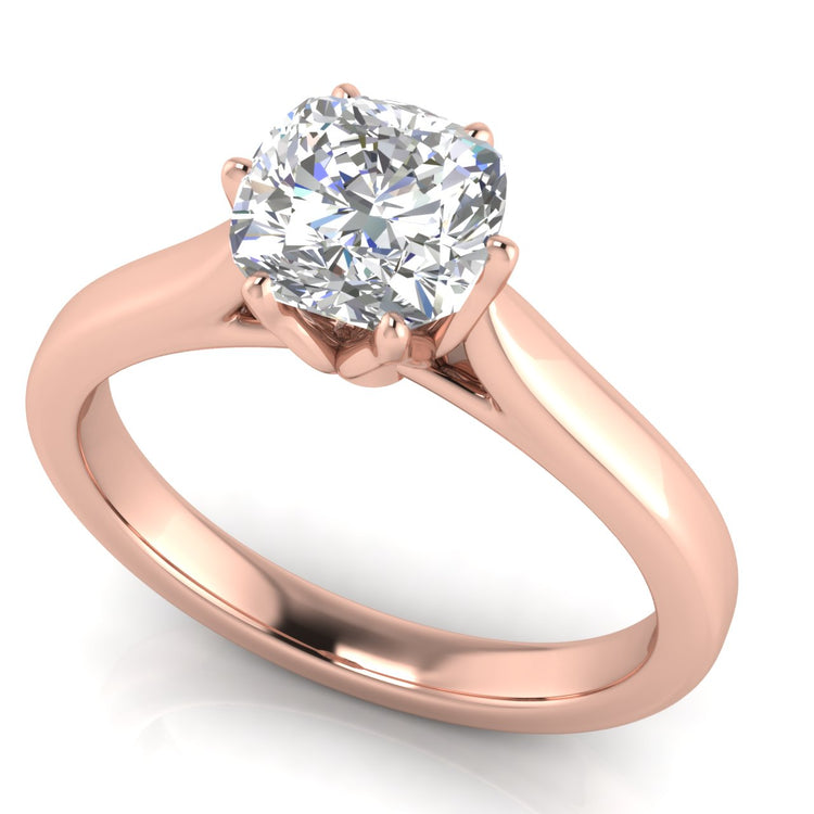 Floral Cushion Cut Lab Diamond Engagement Ring