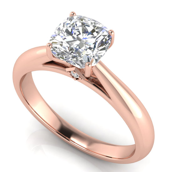 Elegant Hidden Stone Cushion Cut Lab Diamond Engagement Ring