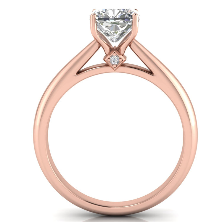 Elegant Hidden Stone Cushion Cut Lab Diamond Engagement Ring