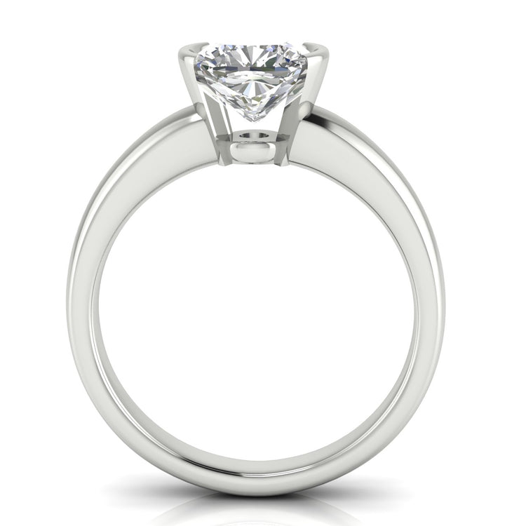 Half Bezel Floating Cushion Cut Moissanite Engagement Ring