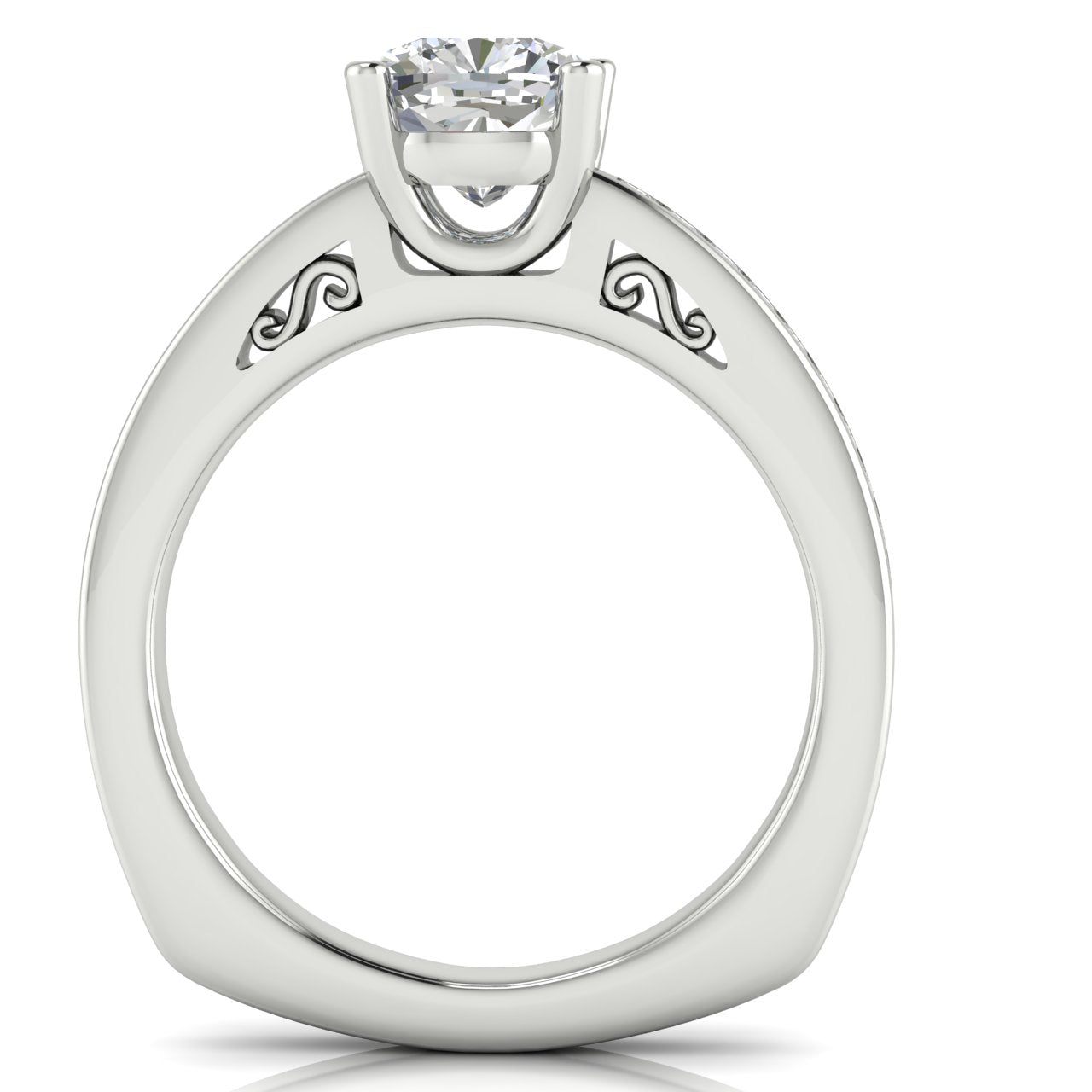 Euro Channel Set Cushion Cut Lab Diamond Engagement Ring