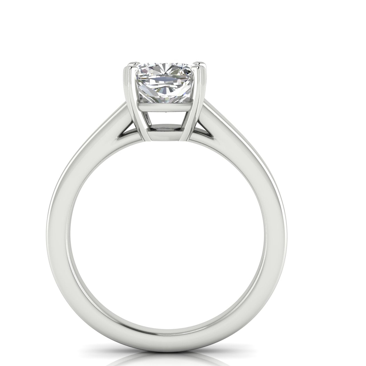 Wide Band Cathedral Cushion Cut Lab Diamond Engagement Ring