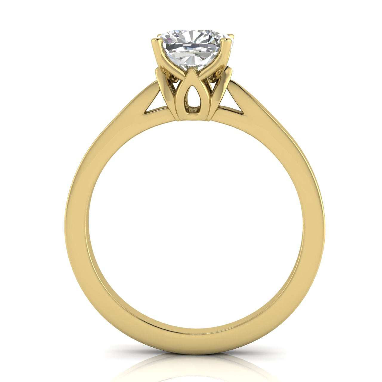 Tulip Basket Cushion Cut Lab Diamond Engagement Ring