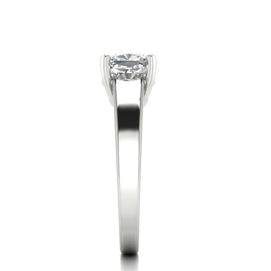 Wide Band Cathedral Cushion Cut Lab Diamond Engagement Ring