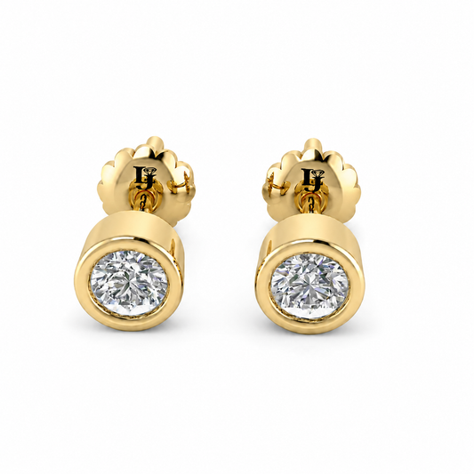 Round Bezel Set Lab Diamond Stud Earring