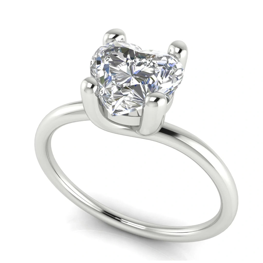 Classic Crossover Heart Shaped Lab Diamond Engagement Ring