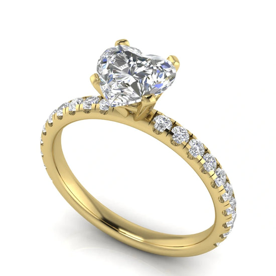 Classic Pave Heart Shaped Lab Diamond Engagement Ring