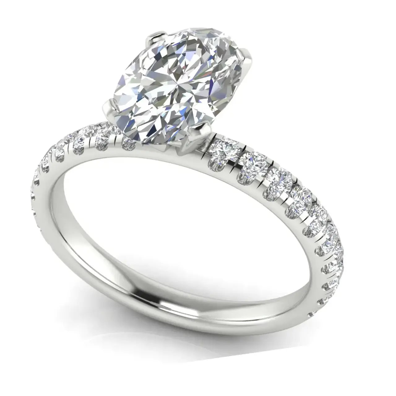 Classic Pave Oval Cut Lab Diamond Engagement Ring