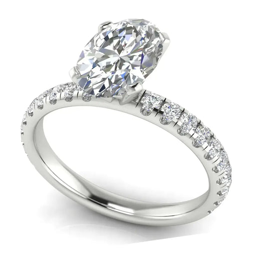 Classic Pave Oval Cut Lab Diamond Engagement Ring