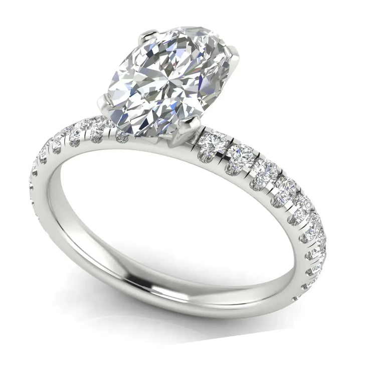 Classic Pave Oval Cut Lab Diamond Engagement Ring