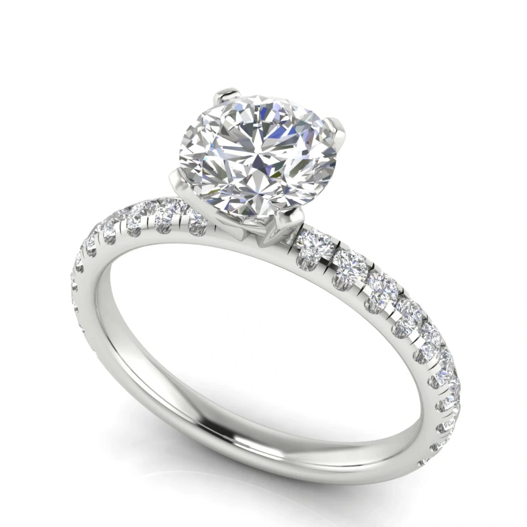 Classic Pave Round Cut Lab Diamond Engagement Ring