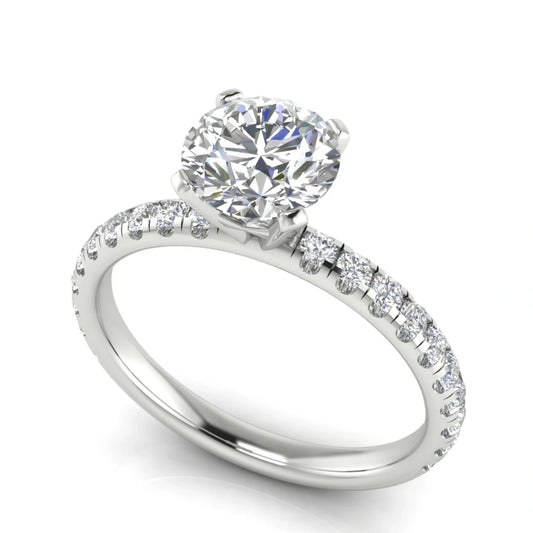 Classic Pave Round Cut Lab Diamond Engagement Ring