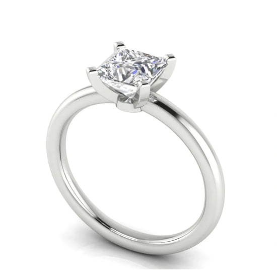 Classic Princess Cut Lab Diamond Engagement Ring