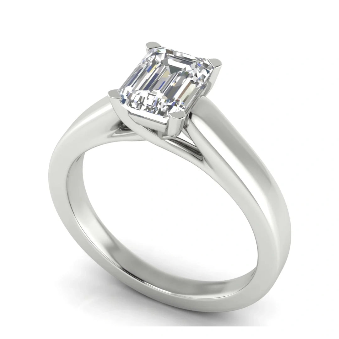 Crossover Basket Emerald Cut Lab Diamond Engagement Ring