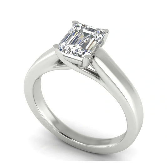 Crossover Basket Emerald Cut Lab Diamond Engagement Ring