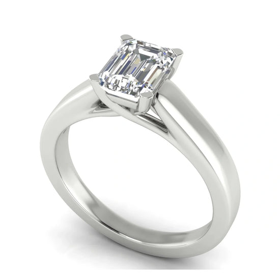 Crossover Basket Emerald Cut Lab Diamond Engagement Ring