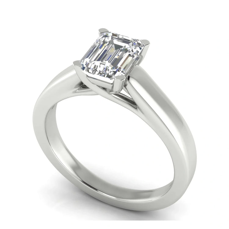 Crossover Basket Emerald Cut Lab Diamond Engagement Ring