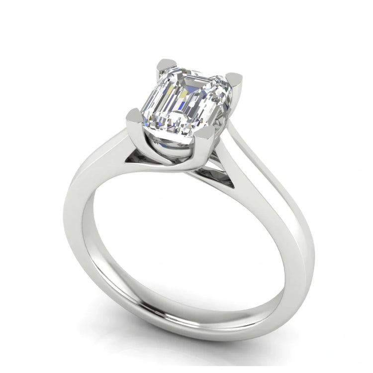Crossover Emerald Cut Lab Diamond Engagement Ring
