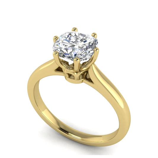 Crown Cushion Cut Lab Diamond Engagement Ring