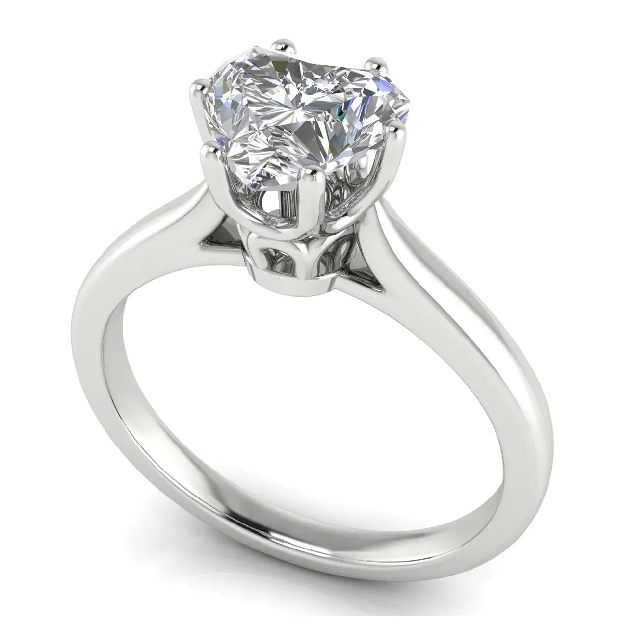 Crown Heart Shaped Lab Diamond Engagement Ring
