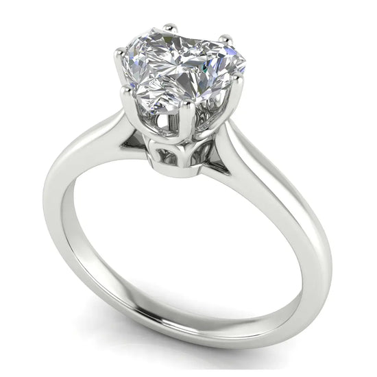 Crown Heart Shaped Lab Diamond Engagement Ring