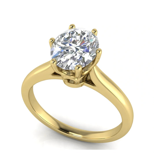 Crown Oval Cut Lab Diamond Engagement Ring