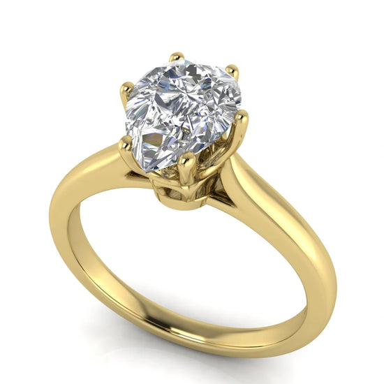 Crown Pear Shaped Lab Diamond Engagement Ring