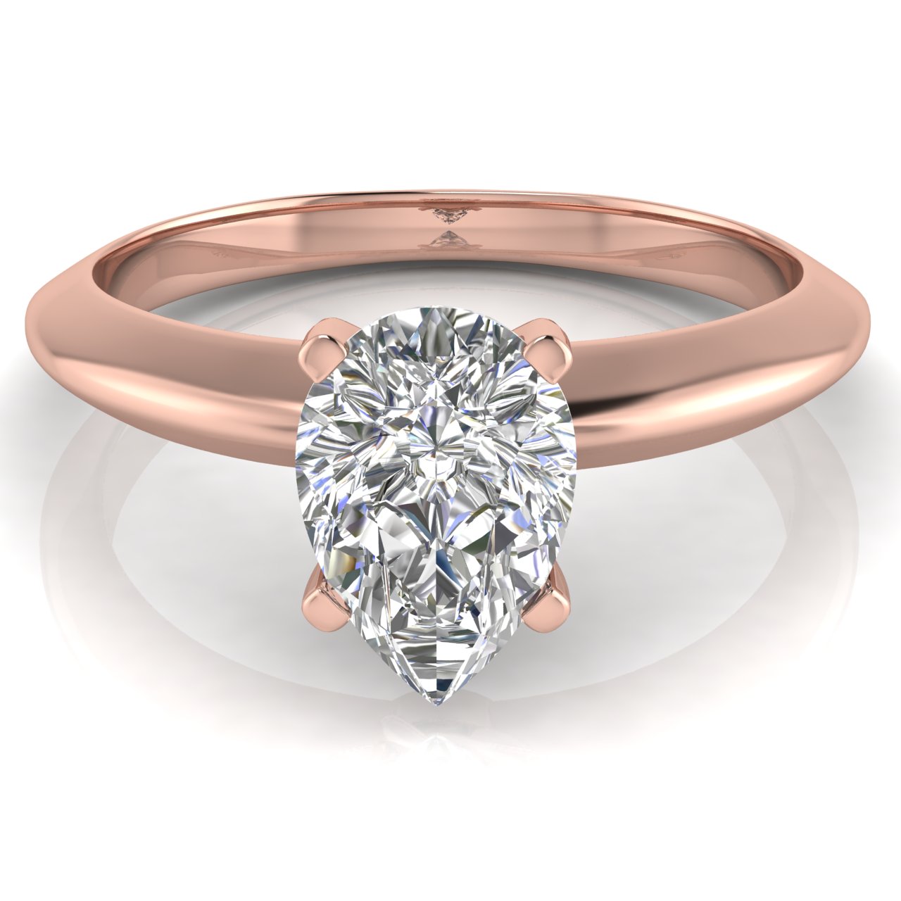 Tulip Prong Pear Shaped Lab Diamond Engagement Ring