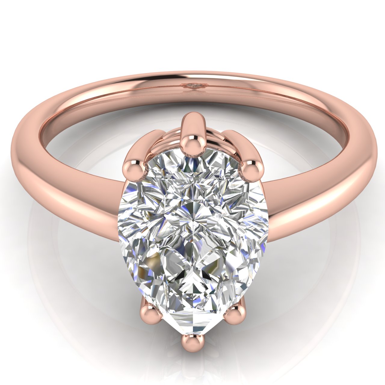 6 Prong Donut Pear Shaped Lab Diamond Engagement Ring