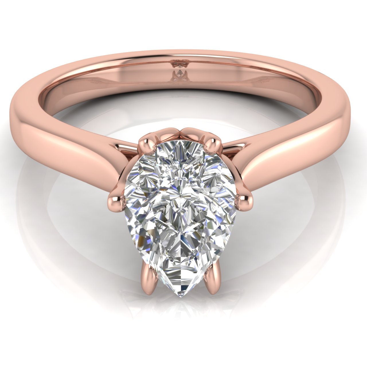 Floral Pear Shaped Lab Diamond Engagement Ring