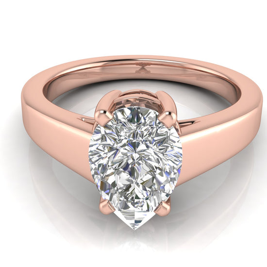 Wide Band Cathedral Pear Shaped Lab Diamond Engagement Ring