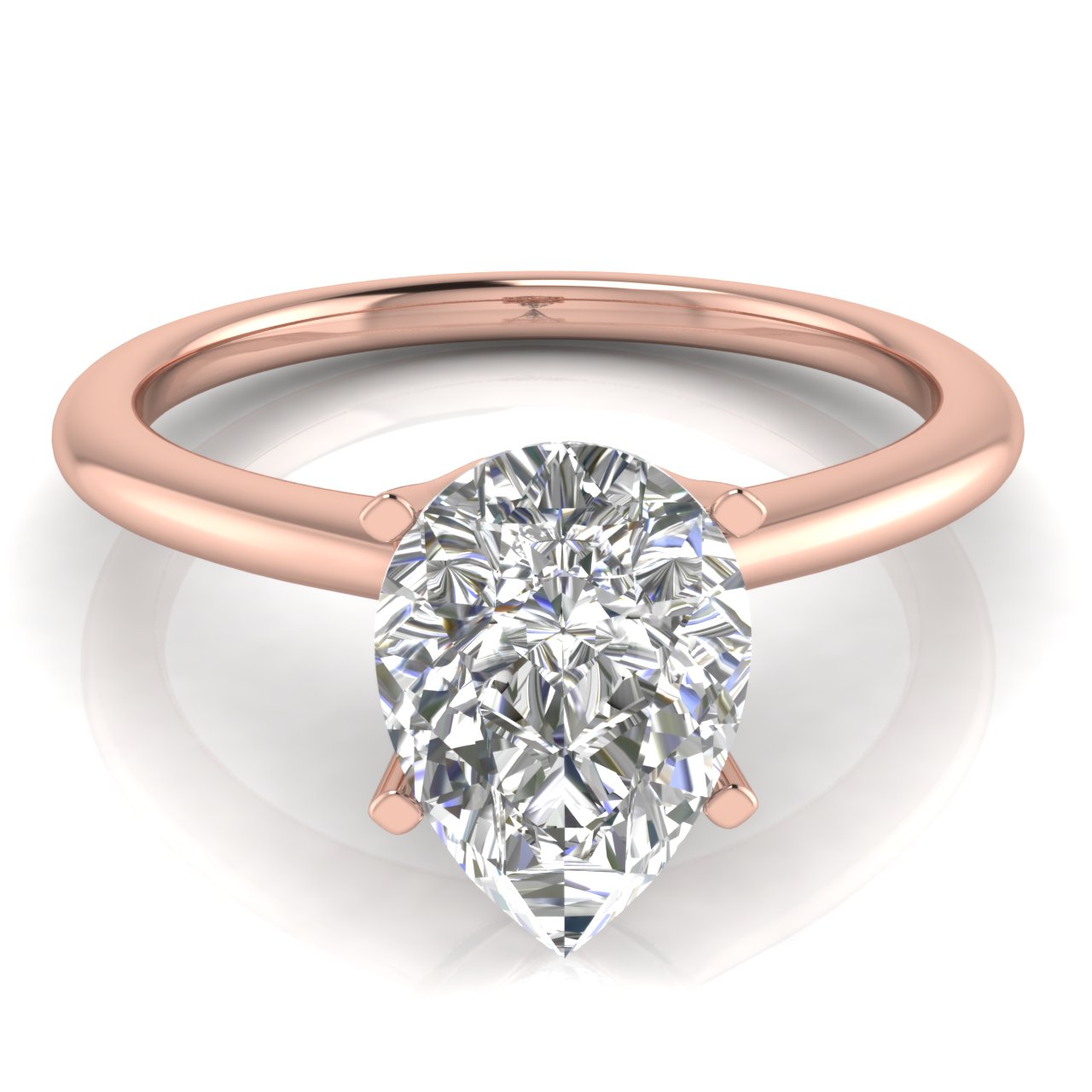 Tulip Set Pear Shaped Moissanite Engagement Ring