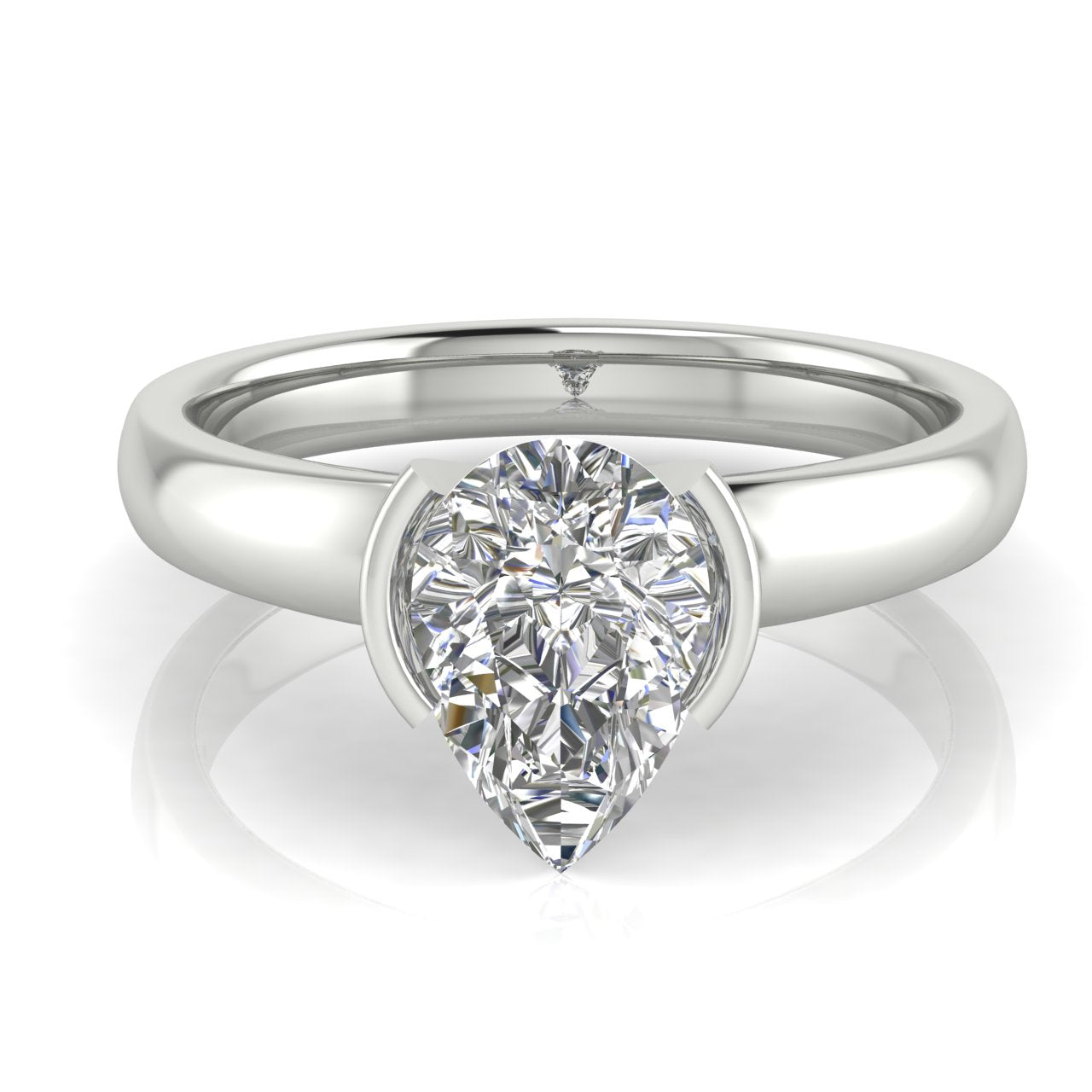 Knife Edge Crossover Pear Shaped Lab Diamond Engagement Ring