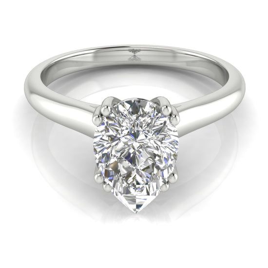 Double Prong Pear Shaped Moissanite Engagement Ring