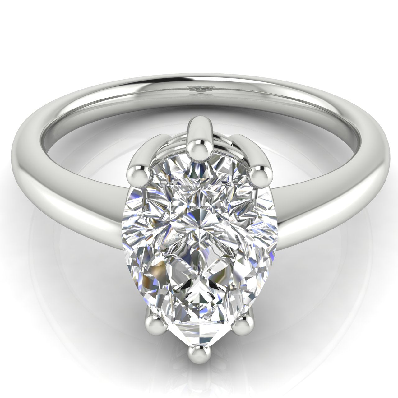 6 Prong Donut Pear Shaped Moissanite Engagement Ring