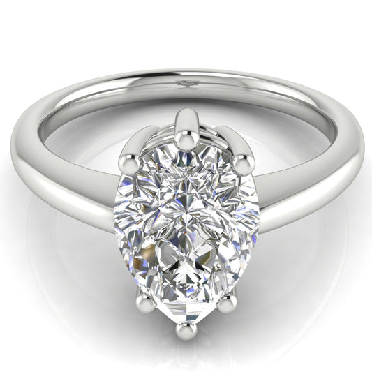 6 Prong Pear Shaped Solitaire Engagement Ring | LJ-LR133D-M