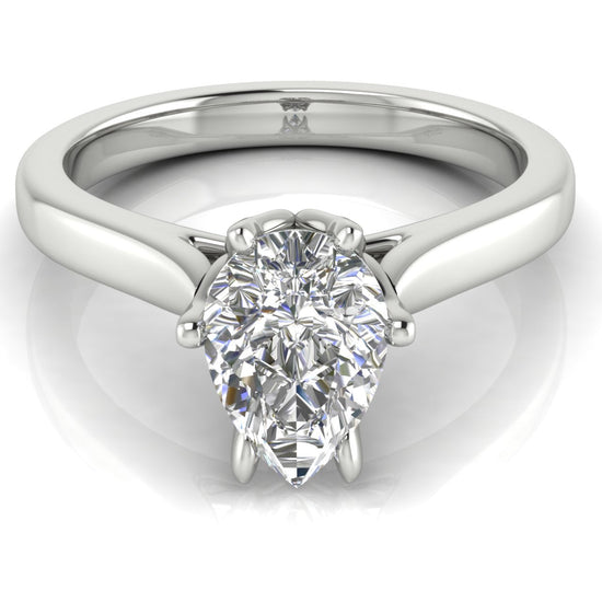 Floral Pear Shaped Lab Diamond Engagement Ring