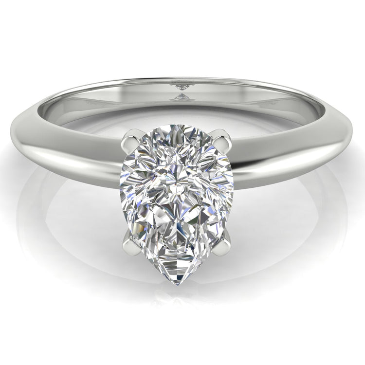 Tulip Prong Pear Shaped Lab Diamond Engagement Ring