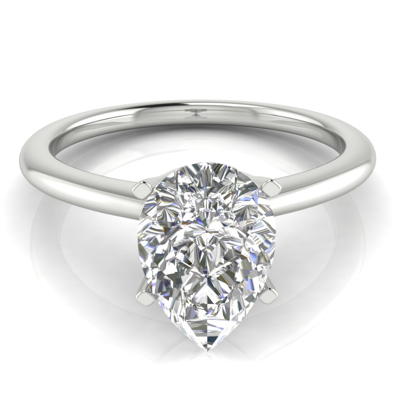 Tulip Set Pear Shaped Lab Diamond Engagement Ring