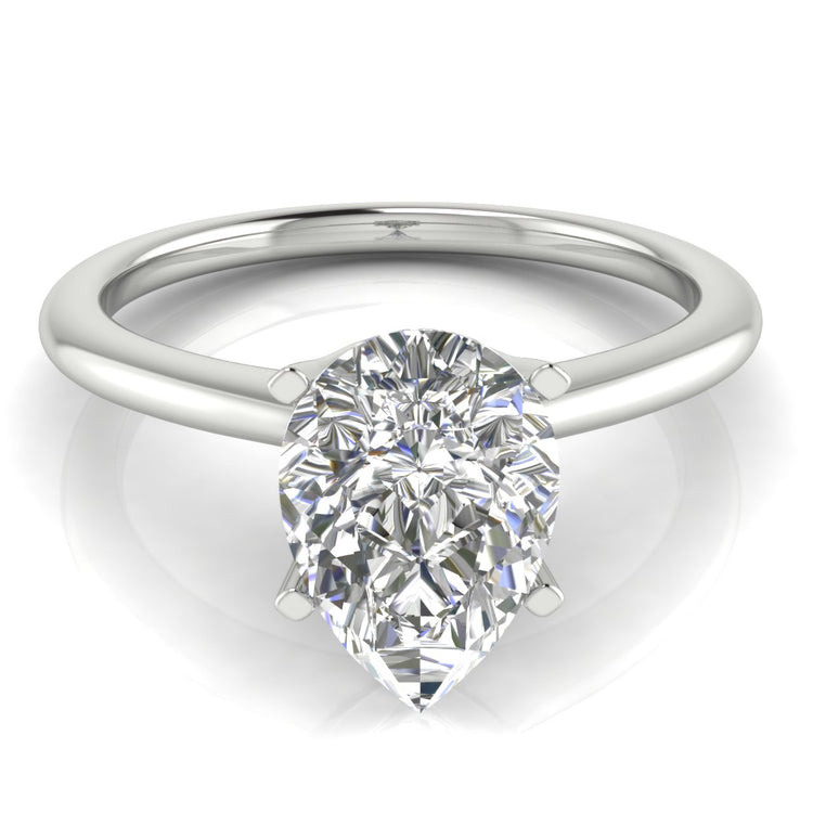 Tulip Set Pear Shaped  Engagement Ring | Moissanite | Lab Grown Diamond