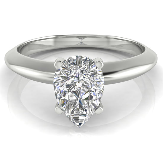 Tulip Prong Pear Shaped Moissanite Engagement Ring