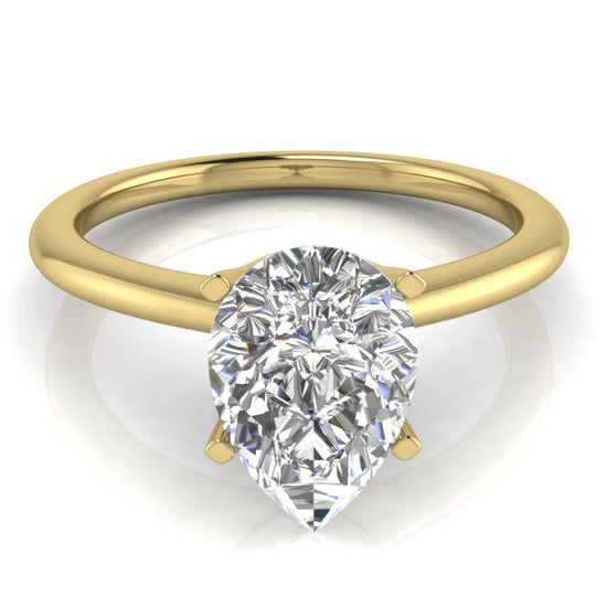 Tulip Set Pear Shaped Lab Diamond Engagement Ring