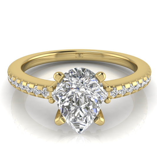 Floating Shoulder Pear Shaped Lab Diamond Engagement Ring