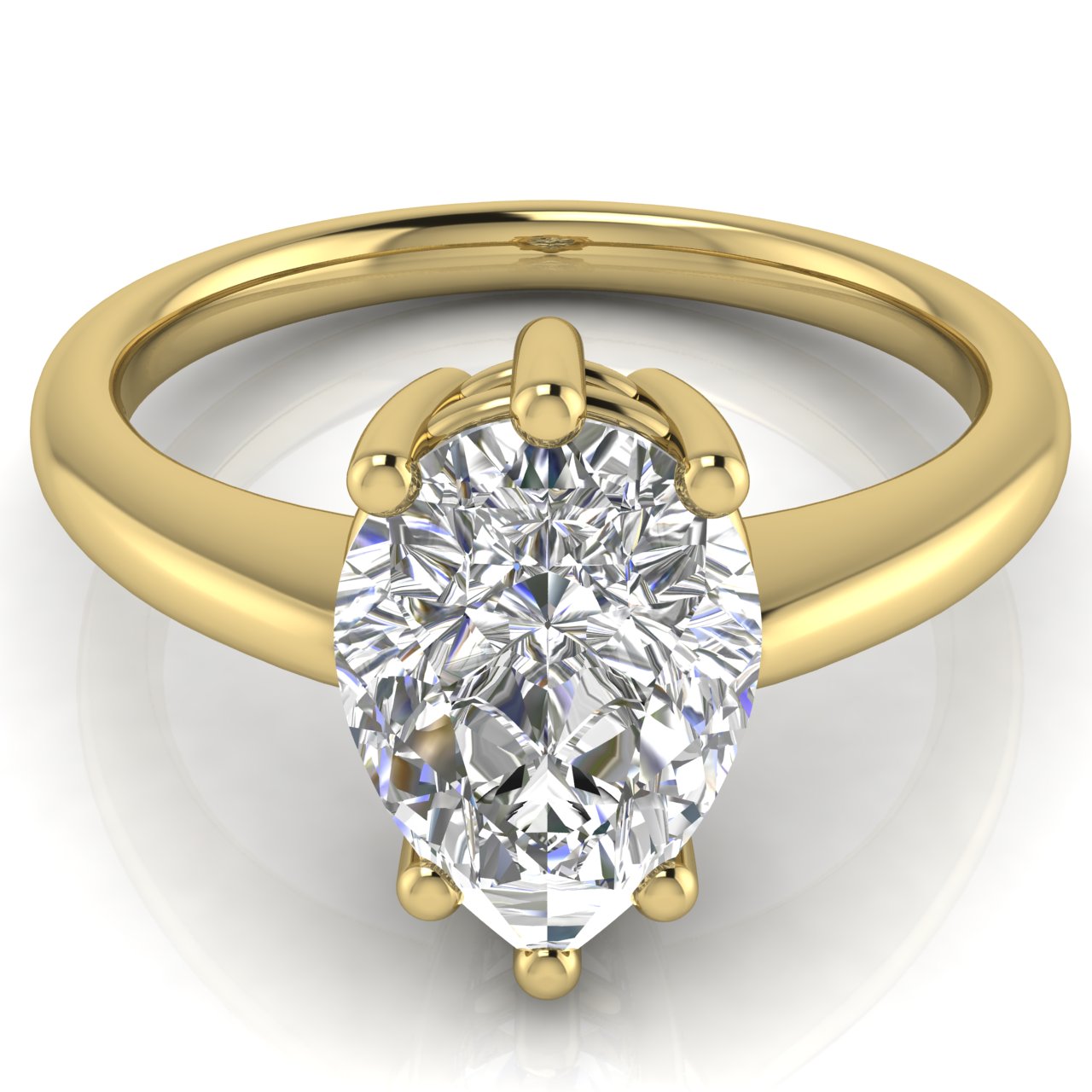 6 Prong Donut Pear Shaped Moissanite Engagement Ring